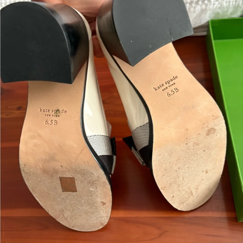 Kate Spade Cream and Black Bow Loafers - Picture 3 of 6